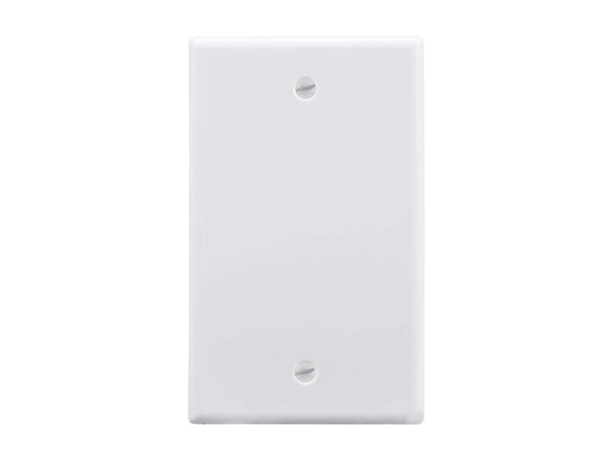Monoprice 1-Gang Blank Wall Plate - 4.5"x2.75"x0.2", With Screws, White
