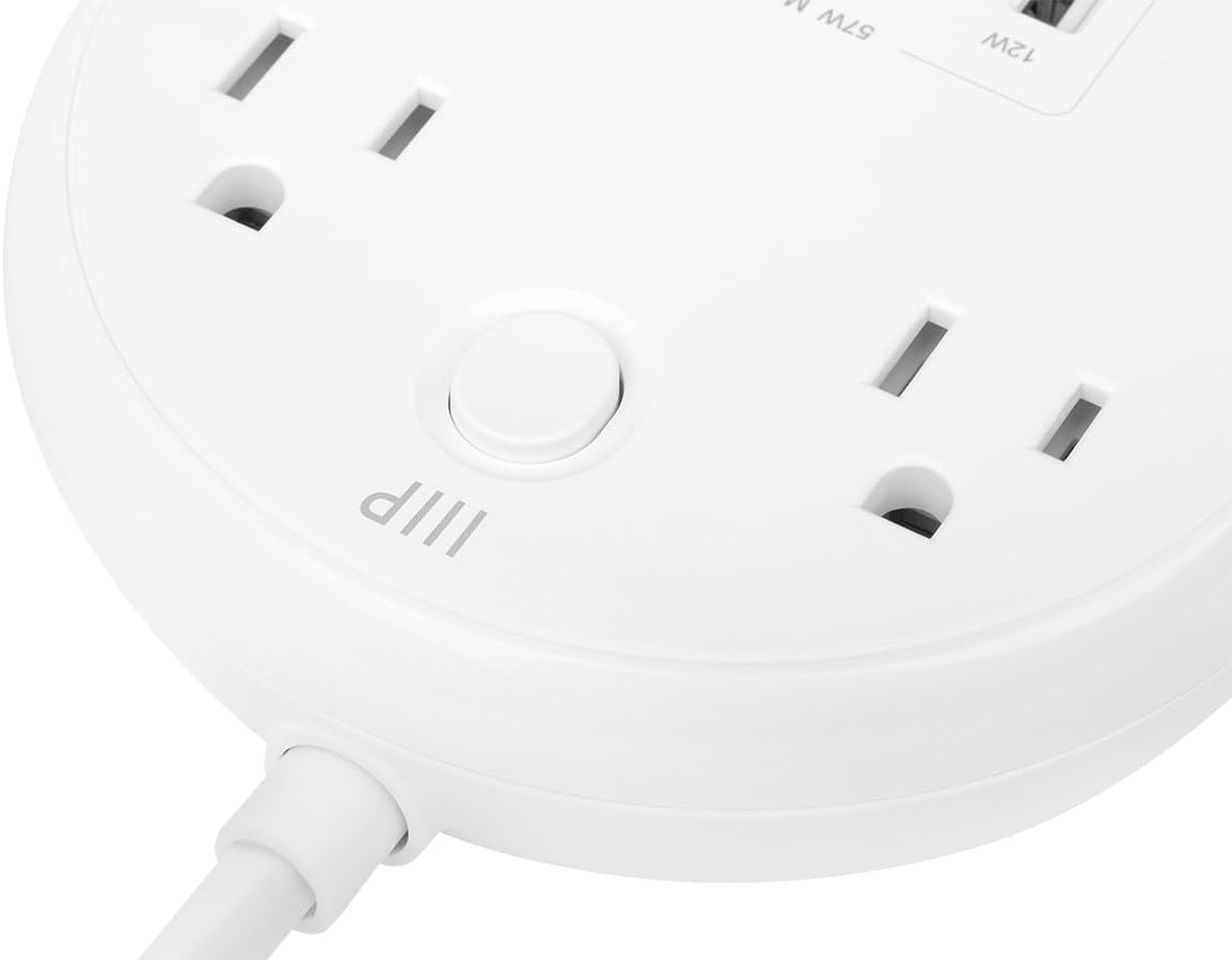 Monoprice USB-C Power Strip, 2 Outlets and 57W 3 USB with 5-Foot Extension Cord, Compact Travel Size, for MacBook Pro