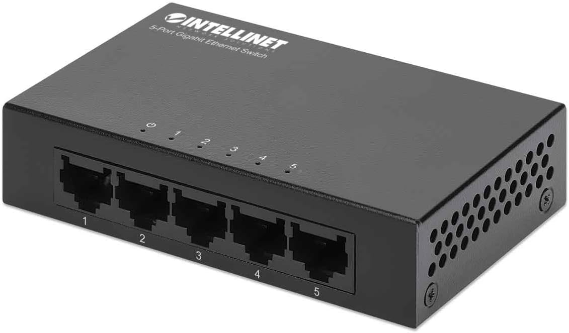 Intellinet 5-Port Gigabit Ethernet Network Switch, Ethernet Splitter - Unmanaged | Plug & Play | Auto Traffic Optimization