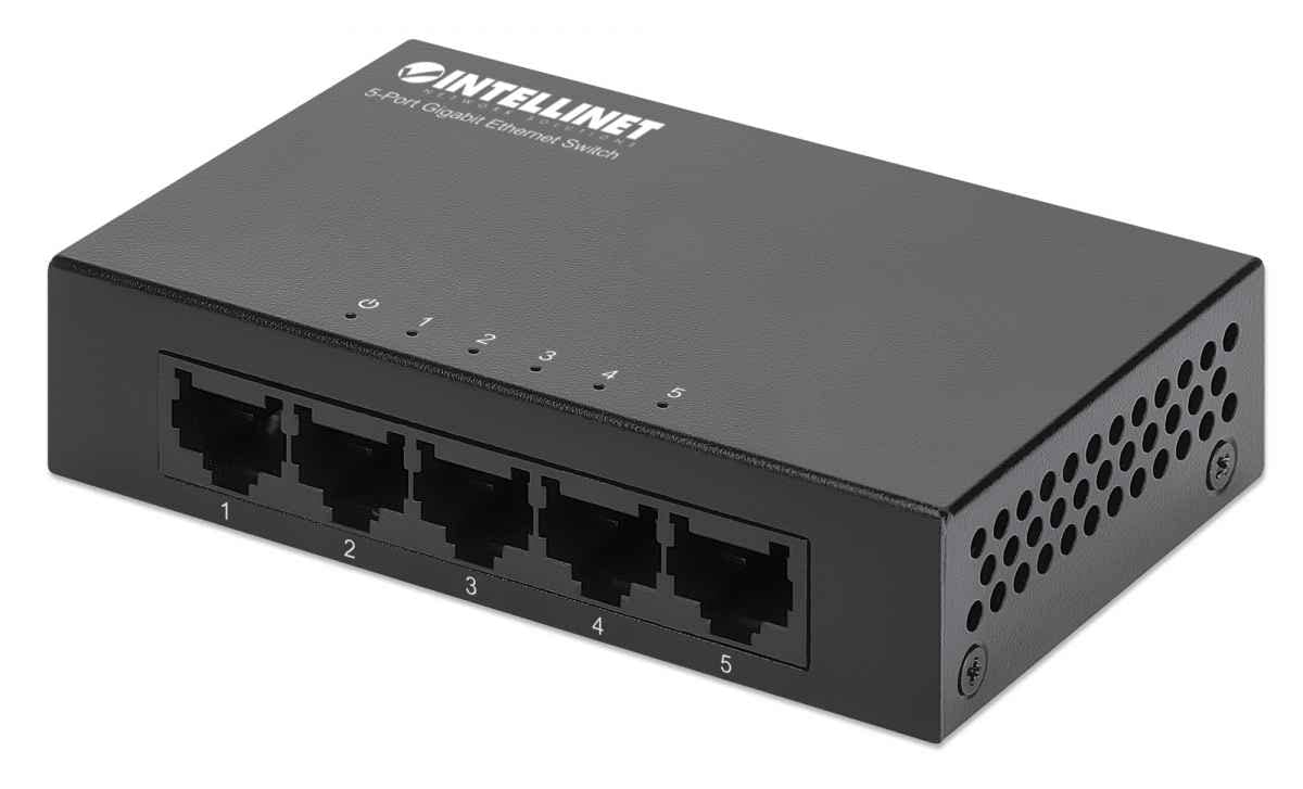 Intellinet 5-Port Gigabit Ethernet Network Switch, Ethernet Splitter - Unmanaged | Plug & Play | Auto Traffic Optimization