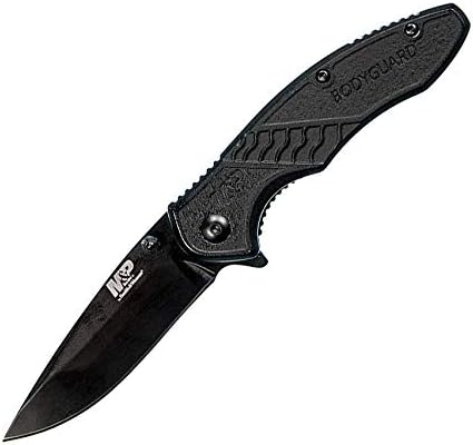Smith & Wesson M&P Bodyguard 6.5in Stainless Steel Folding Knife with 2.75in Clip Point Blade and Nylon Handle for Outdoor