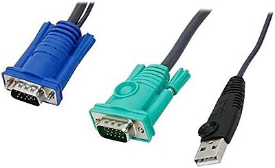 ATEN USB KVM Cable, SPHD-15 Male to VGA and USB A 2L5203U, 10 Feet