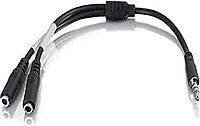 C2G Legrand 4-Pin 3.5MM Port Cable, Black Microphone Cable Y-Splitter, 6 Inch Splitter Y-Cable with Headset Splitter Adapter, 1 Count, C2G 27394