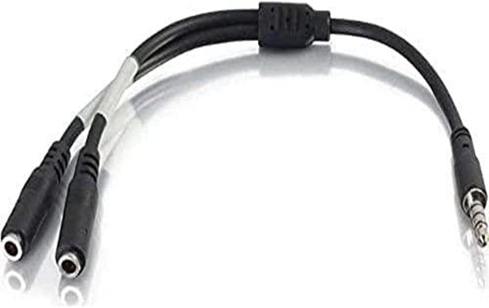 C2G Legrand 4-Pin 3.5MM Port Cable, Black Microphone Cable Y-Splitter, 6 Inch Splitter Y-Cable with Headset Splitter Adapter