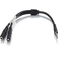 C2G Legrand 4-Pin 3.5MM Port Cable, Black Microphone Cable Y-Splitter, 6 Inch Splitter Y-Cable with Headset Splitter Adapter, 1 Count, C2G 27394