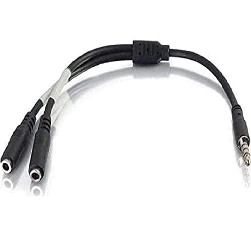C2G Legrand 4-Pin 3.5MM Port Cable, Black Microphone Cable Y-Splitter, 6 Inch Splitter Y-Cable with Headset Splitter Adapter, 1 Count, C2G 27394