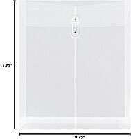 JAM PAPER Open-End Plastic Envelopes, Button & String