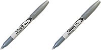 SHARPIE Br&s Permanent Marker, Fine Point, Nontoxic, Metallic Silver (39013) (Pack of 2) Silver 1 Count (Pack of 2)