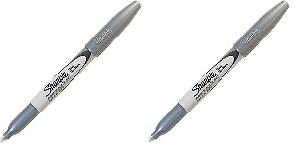 SHARPIE Br&s Permanent Marker, Fine Point, Nontoxic, Metallic Silver (39013) (Pack of 2) Silver 1 Count (Pack of 2)