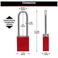 American Lock Red Anodized Aluminum Lockout Padlock - Keyed Different, 3" Shackle, 5-Pin