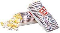 Pinch-Bottom Paper Popcorn Bag, 4w x 1-1/2d x 8h, Blue/Red/White, Sold as 1 Carton