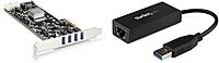 StarTech.com 4 Port USB 3.0 PCIe Card and Ethernet Adapter Bundle - 10/100/1000 Gigabit LAN PCI Express+ USB to Ethernet