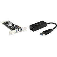 StarTech.com 4 Port USB 3.0 PCIe Card and Ethernet Adapter Bundle - 10/100/1000 Gigabit LAN PCI Express+ USB to Ethernet