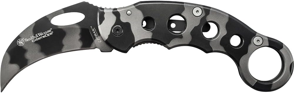 Smith & Wesson Extreme Ops CK32C 8in S.S. Karambit Folding Knife with 3in Hawkbill Blade and Stainless Steel Handle
