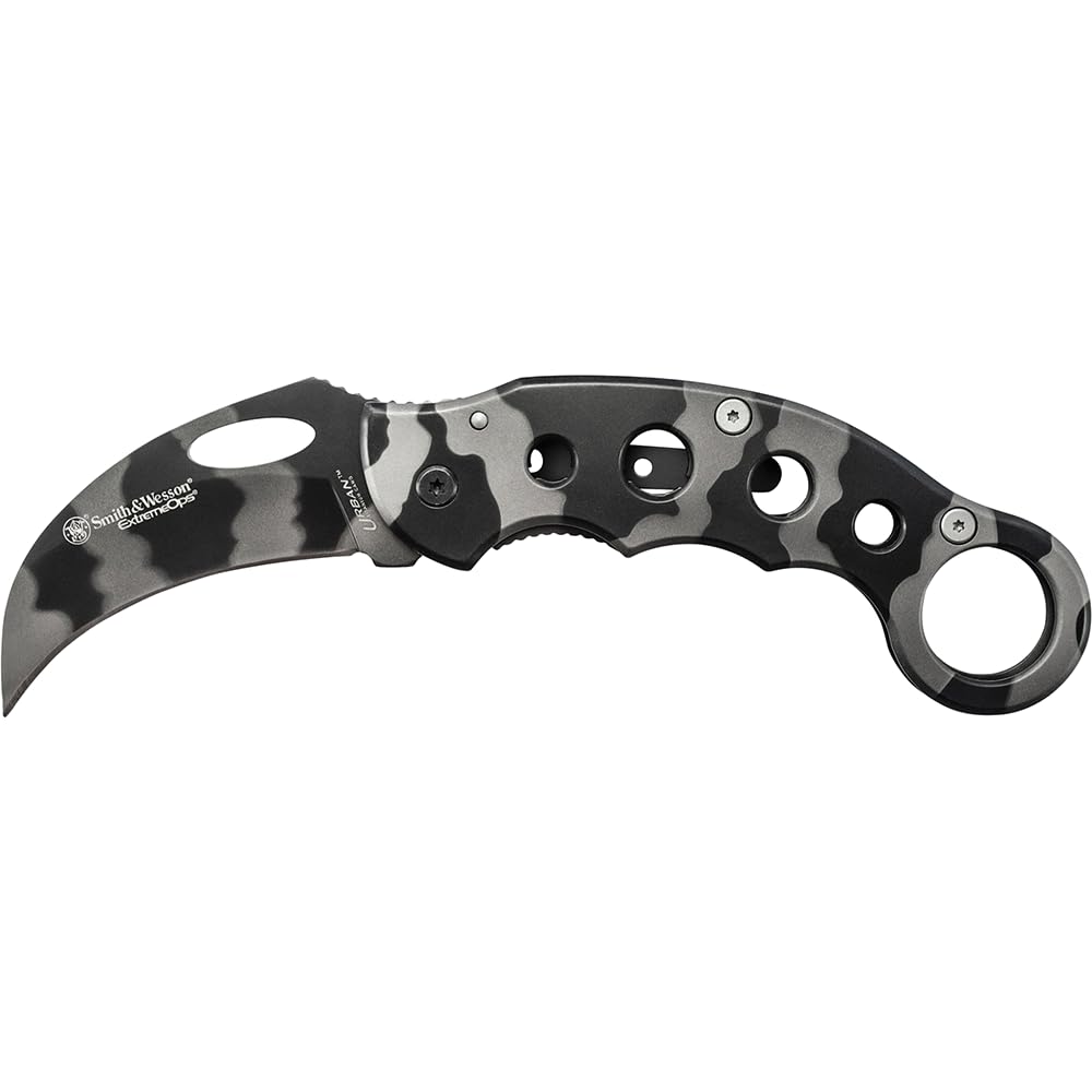 Smith & Wesson Extreme Ops CK32C 8in S.S. Karambit Folding Knife with 3in Hawkbill Blade and Stainless Steel Handle