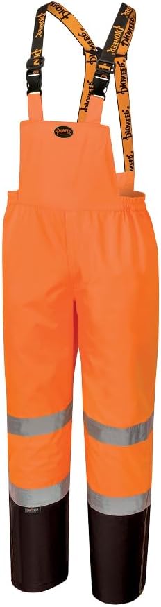 Pioneer Hi Vis Ripstop Waterproof Bib Pants/Overalls for Men - Reflective Safety Work Rain Pants