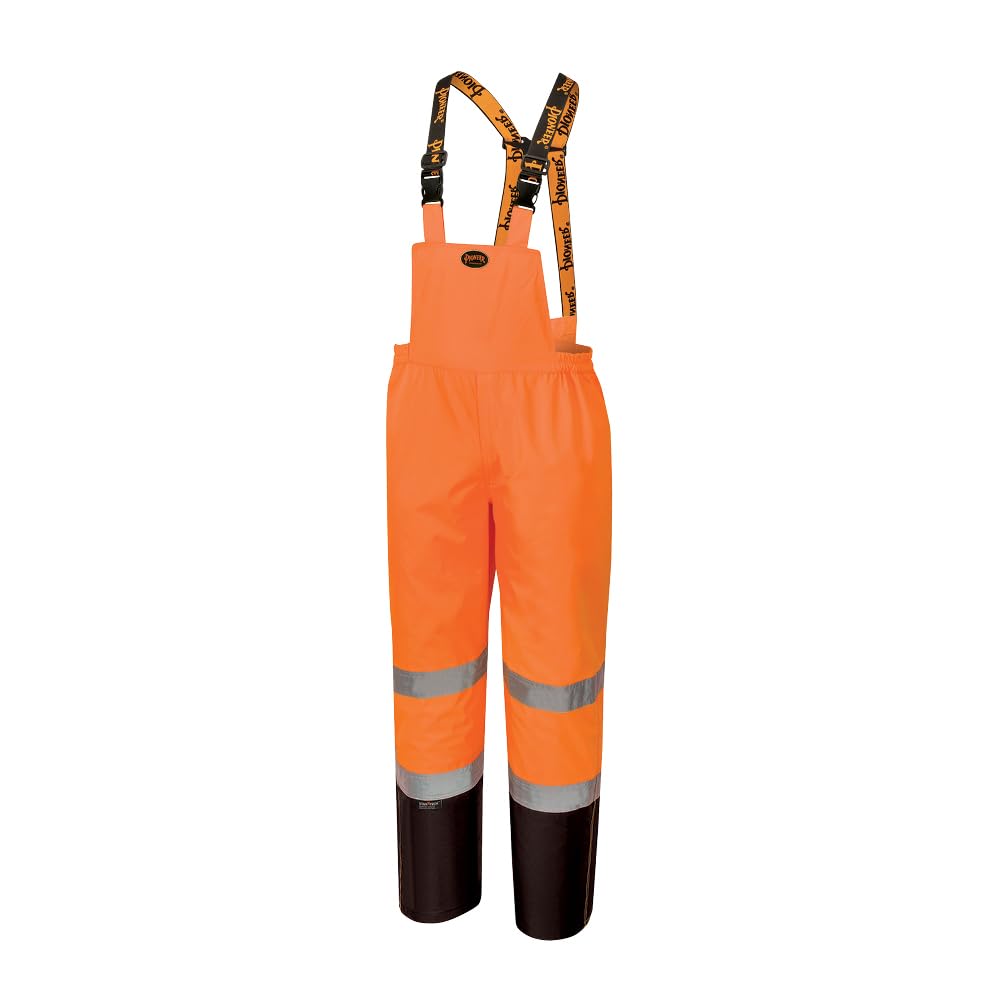 Pioneer Hi Vis Ripstop Waterproof Bib Pants/Overalls for Men - Reflective Safety Work Rain Pants