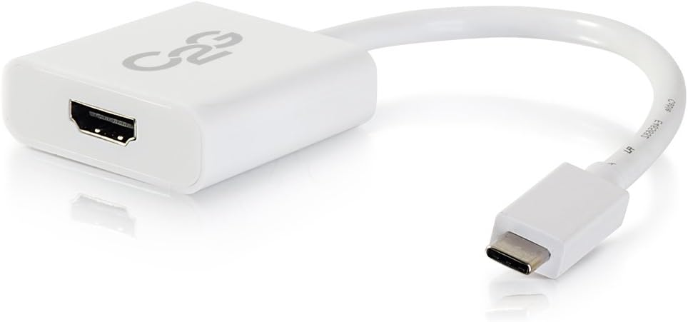 C2G USB Adapter, HDMI Adapter, 4K, USB C to HDMI, Audio/Video Adapter Converter, White, 8 Inches, Cables to Go 29475