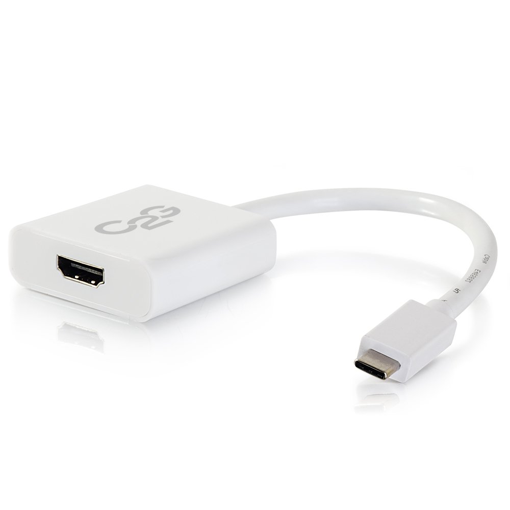 C2G USB Adapter, HDMI Adapter, 4K, USB C to HDMI, Audio/Video Adapter Converter, White, 8 Inches, Cables to Go 29475