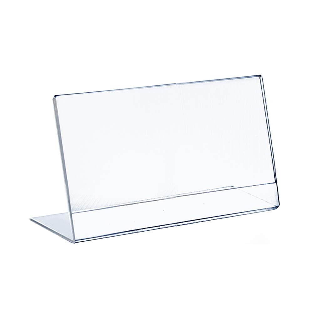 Azar Displays Acrylic L-Shaped Sign Holders, Clear - Pack of 10