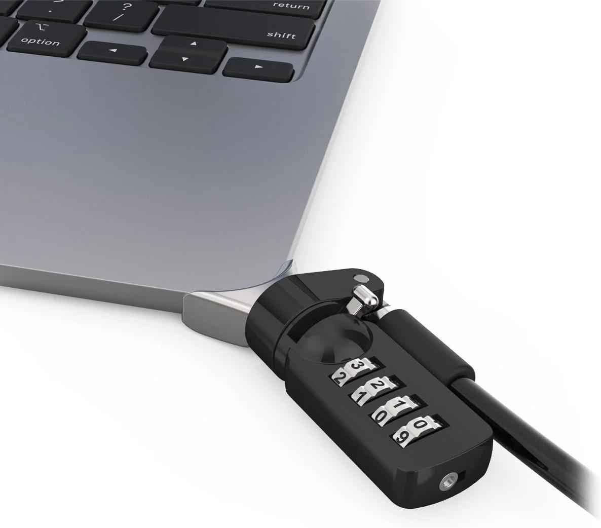 Compulocks Ledge Lock Adapter for MacBook Air 13" M2-M4 with Combination Lock Silver Security MacBook Locking Accessories