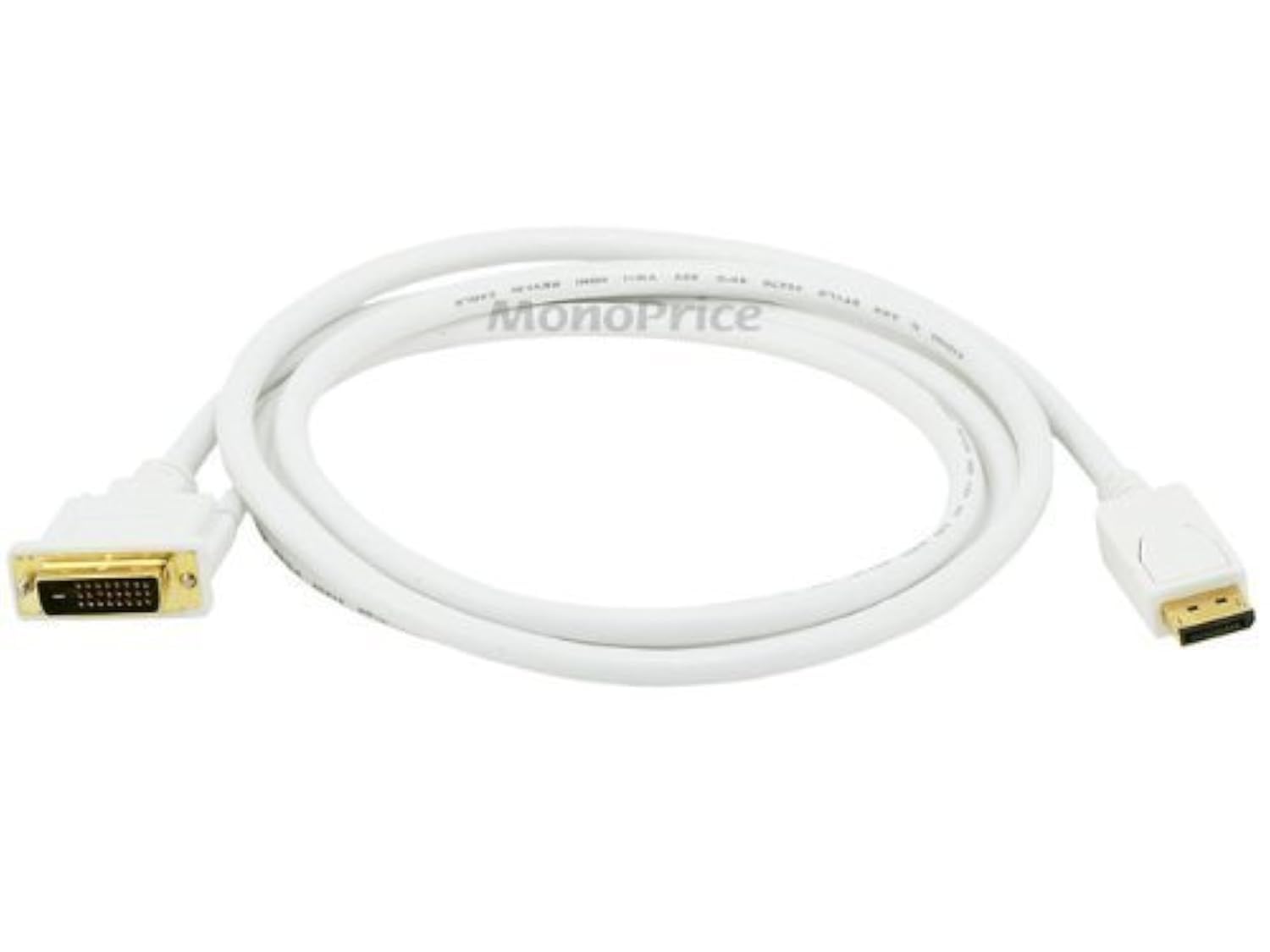 Monoprice 6ft 28AWG DisplayPort to DVI Cable - White (2 Pack)