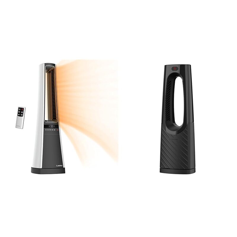 Lasko Oscillating Bladeless Ceramic Tower Space Heater for Home with Enhanced Safety