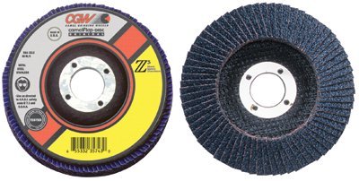 Flap Discs, Z3-100% Zirconia, Regular, 6", 36 Grit, 7/8 Arbor, 10,200 rpm, T27