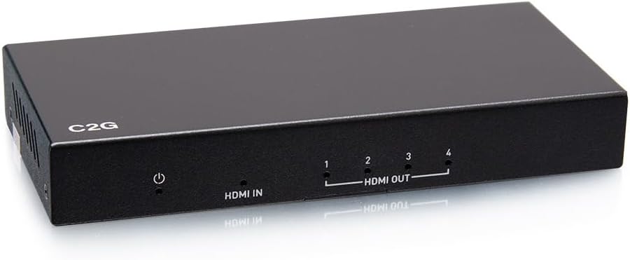 C2G 4-Port HDMI Distribution Amplifier Splitter - 4K 60Hz - Black - 5-Year Warranty