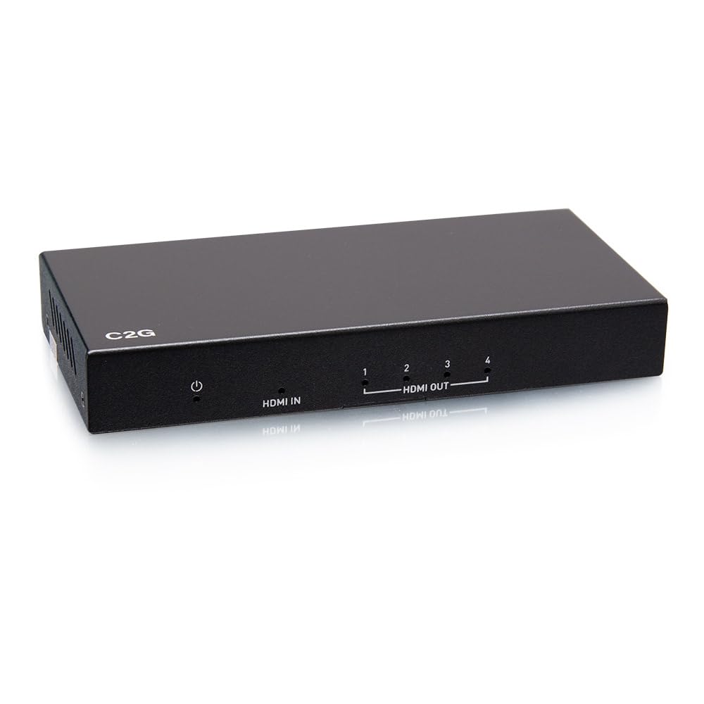 C2G 4-Port HDMI Distribution Amplifier Splitter - 4K 60Hz - Black - 5-Year Warranty