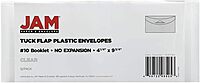 JAM PAPER Plastic Envelopes with Tuck Flap Closure - Clear