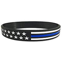 THIN BLUE LINE USA American Flag Silicone Bracelet