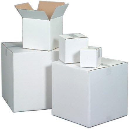 White Corrugated Boxes, 12" x 9" x 4" - 25 EACH PER BUNDLE [PRICE is per BUNDLE]