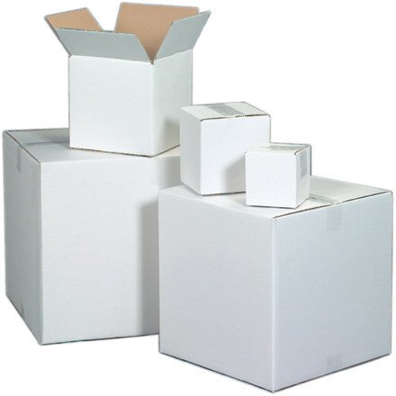 White Corrugated Boxes, 12" x 9" x 4" - 25 EACH PER BUNDLE [PRICE is per BUNDLE]