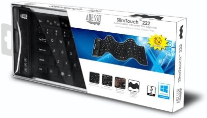 Adesso AKB-222UB - SlimTouch 222 Waterproof Flexible Keyboard for Windows 8/7/Vista/XP/2000, Compact Size