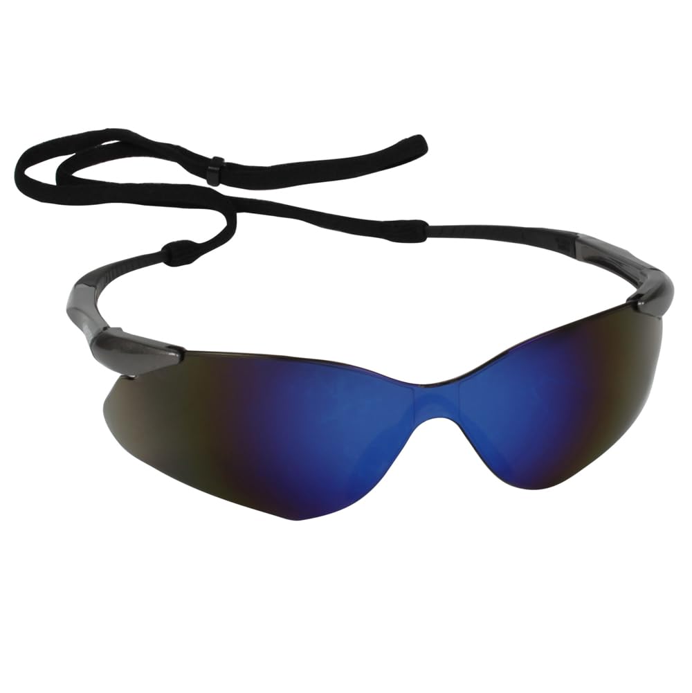 Nemesis Safety Glasses, Gunmetal Nylon Frame, Blue Polycarbonate Lens