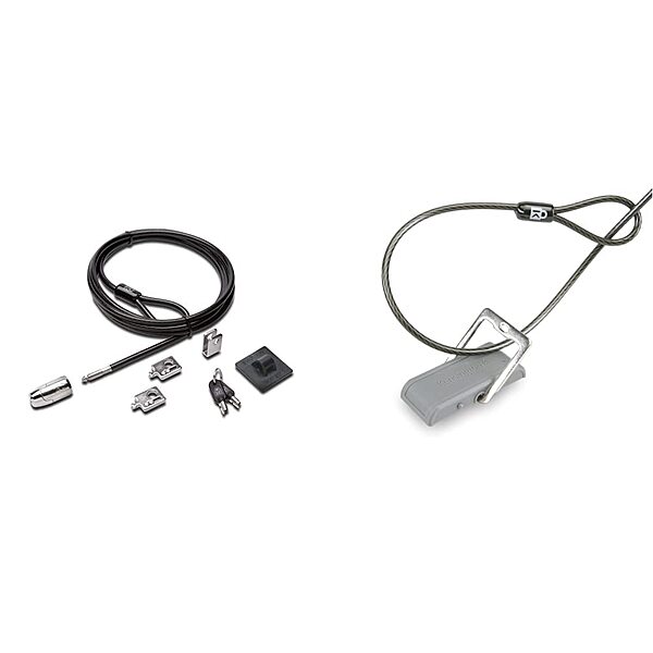 Kensington Desktop & Peripherals Locking Kit 2.0 - 8 ft Cable - Keyed Lock - Black - Carbon Steel - For Desktop Computer