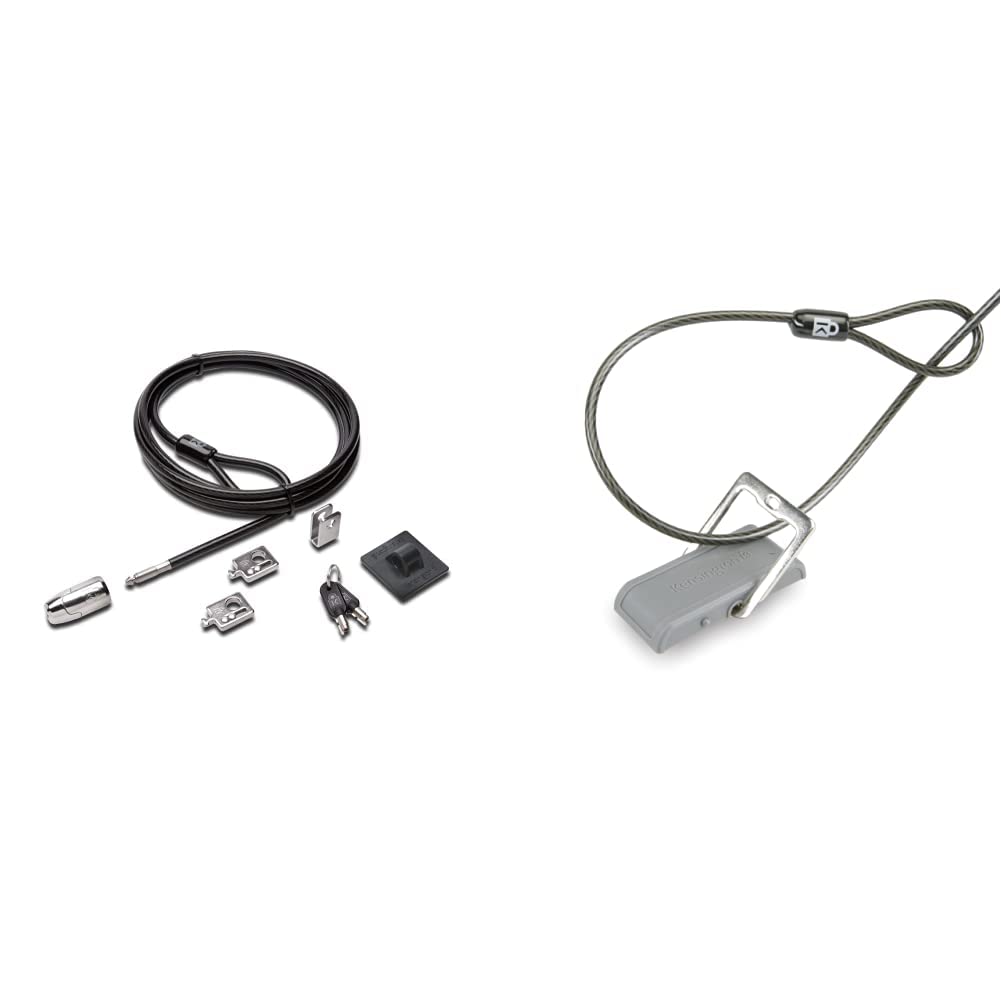Kensington Desktop & Peripherals Locking Kit 2.0 - 8 ft Cable - Keyed Lock - Black - Carbon Steel - For Desktop Computer