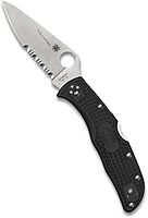 Spyderco Endela Lightweight Knife with Flat Ground Steel Blade and Tunnel to Towers Black FRN Handle - CombinationEdge