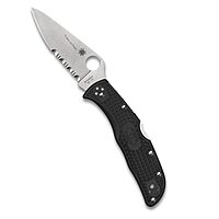 Spyderco Endela Lightweight Knife with Flat Ground Steel Blade and Tunnel to Towers Black FRN Handle - CombinationEdge
