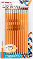 Office Depot® Brand Presharpened Pencils, #2 Medium Soft Lead, Yellow, Pack Of 12