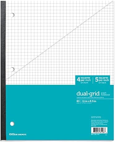 Office Depot Brand Wireless Notebook, 8-1/2in x 11in, 1 Subject, Dual-Sized Quadrille Ruled (4in x 4in, 5in x 5in)