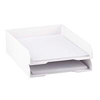 JAM PAPER Stackable Paper Trays - White - Desktop Document, Letter, & File Organizer Tray - 2/Pack