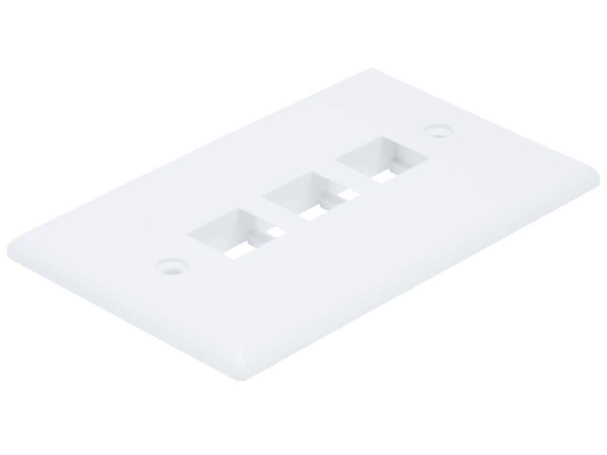Monoprice 1-Gang Wall Plate for Keystone - 3-Port, 4.5"x2.75"x0.2", With Screws (White Coated Screw Head), White White Plate