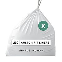 simplehuman Custom-Fit Trash Can Liners, Drawstring, White