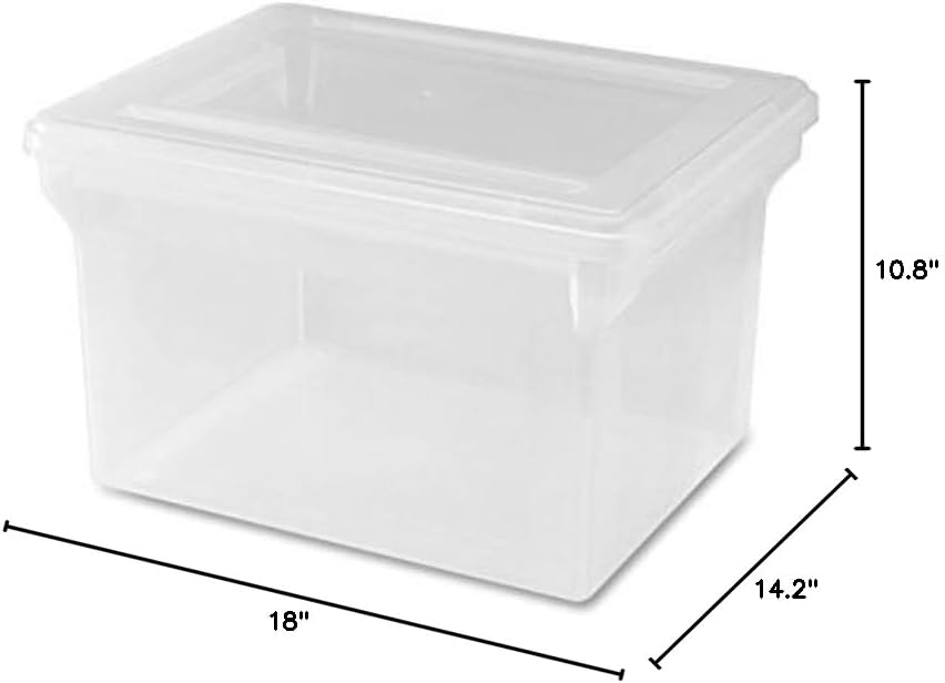 Lorell Storage File Box With Lift-Off Lid, Letter/Legal Size, 18in x 11in x 14 3/16in, Clear
