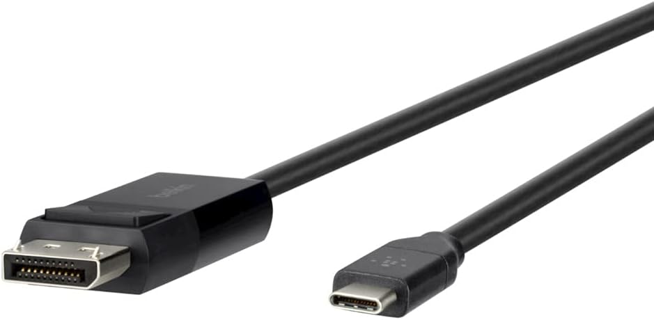 Belkin USB-C to DisplayPort Adapter Cable 4k 60Hz 6 foot - Black - 5.91 ft DisplayPort/USB A/V Cable - B2B10306BLK