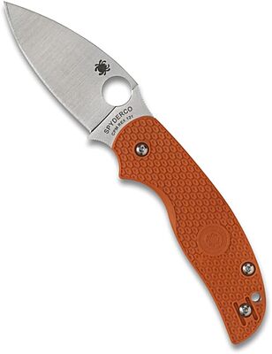 Spyderco Sage 5 Lightweight Folding Pocket Knife with 3 Inch CPM REX 121 Steel Blade and Burnt-Orange FRN Handle - PlainEdge - C123BORP