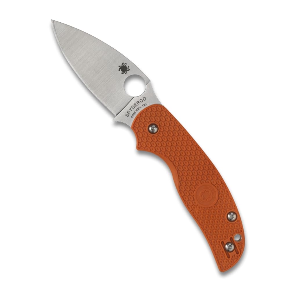 Spyderco Sage 5 Lightweight Folding Pocket Knife with 3 Inch CPM REX 121 Steel Blade and Burnt-Orange FRN Handle