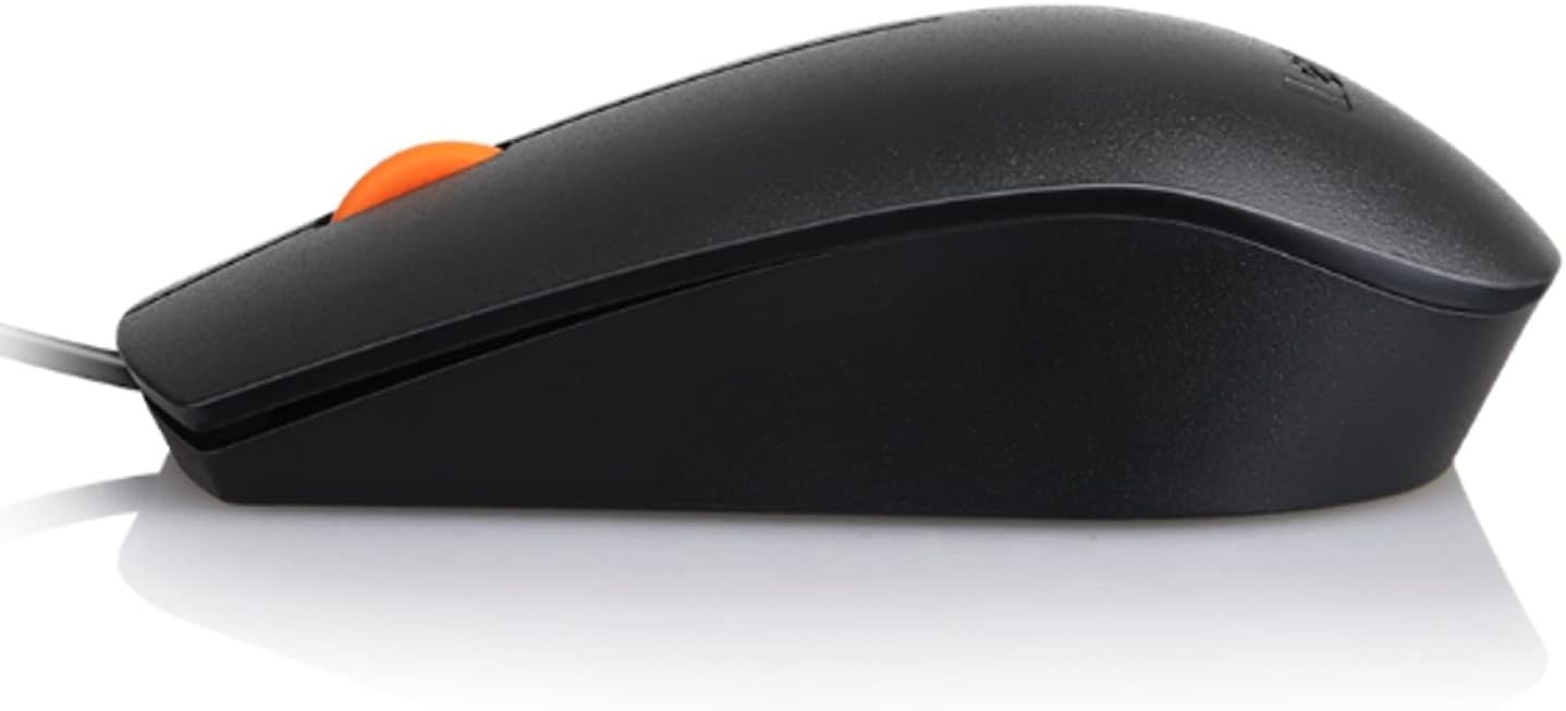 Lenovo 300 USB Wired Computer Mouse - Full Size Optical Ambidextrous Mouse with 1600 DPI, Reliable USB-A Wired Connection